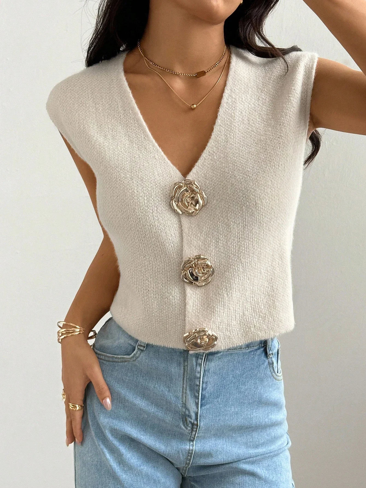 Women's Knitted Open Cardigan Vest Elegant French Design Lightweight Sweater Specifically Designed for Females