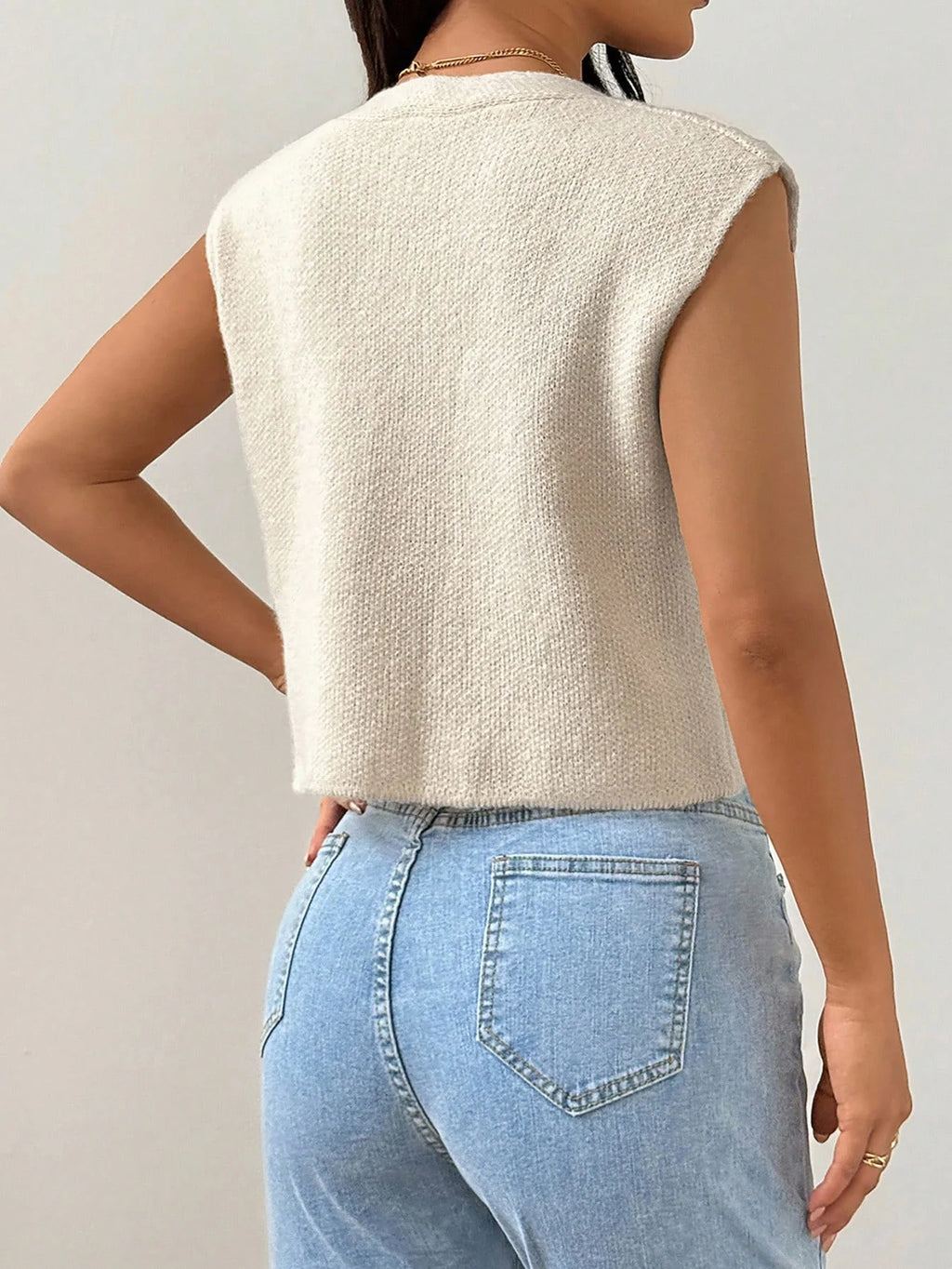Women's Knitted Open Cardigan Vest Elegant French Design Lightweight Sweater Specifically Designed for Females