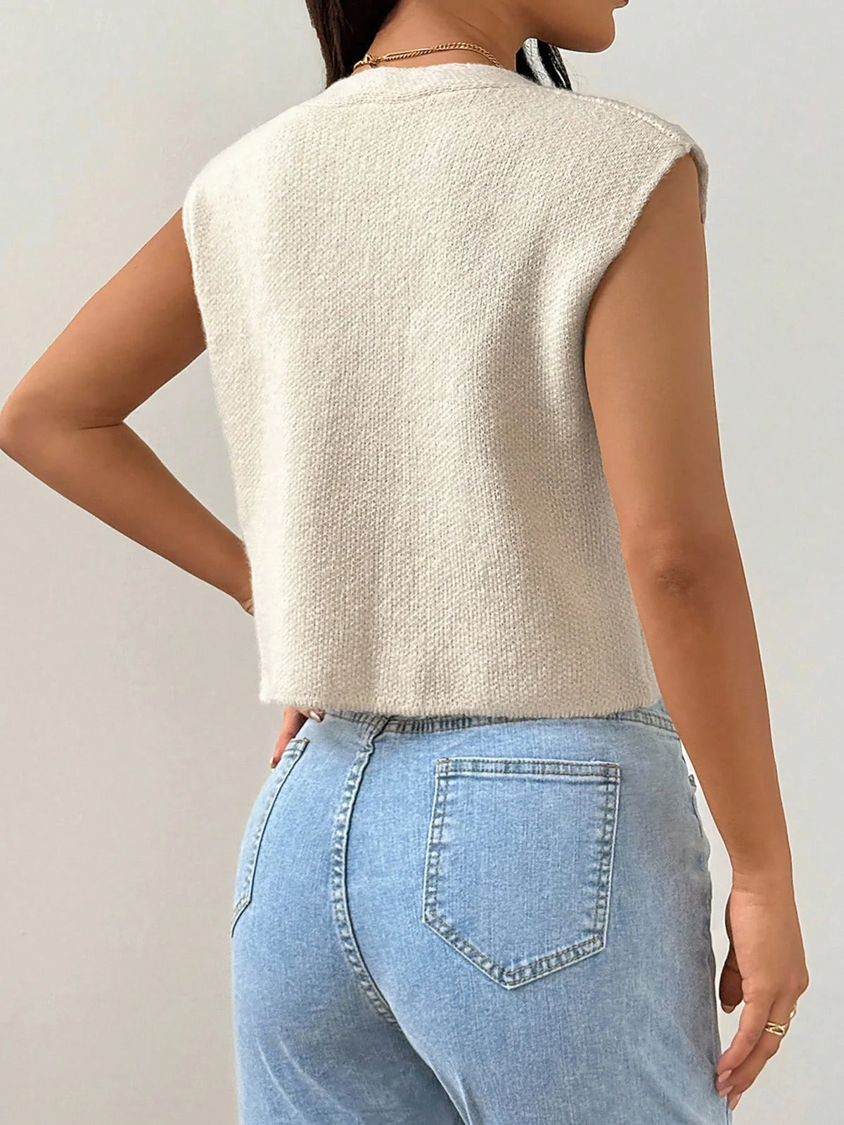 Women's Knitted Open Cardigan Vest Elegant French Design Lightweight Sweater Specifically Designed for Females